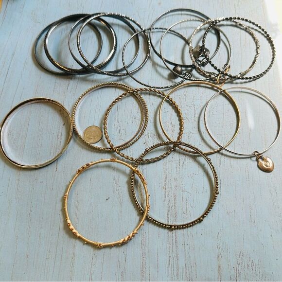 Gold and Silver Bangle Bundle - Picture 1 of 4